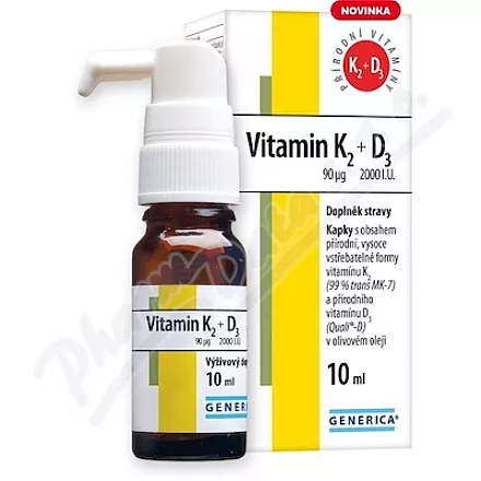 Witamina K2 90mcg D3 2000 I.U.kapky 10ml Generic