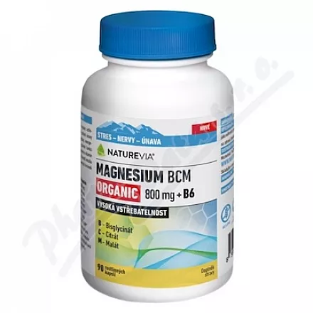 NatureVia Magnesium Organic BCM 800mg +B6 cps.90