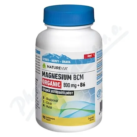 NatureVia Magnez Organiczny BCM 800mg B6 cps.90