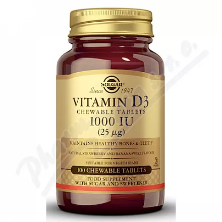 Solgar Vitamín D3 1000 IU chew.tbl.100