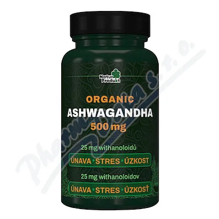 Produkt naturalny Ashwagandha organiczna 500 mg, 60 tabletek