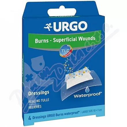 URGO BURNS Wodoodporne plastry na oparzenia 10x7cm 4szt.