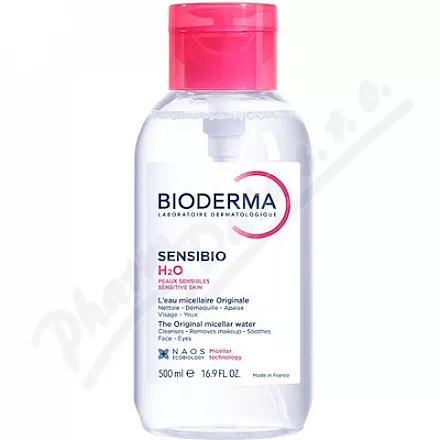 BIODERMA Sensibio H2O s pumpou 500ml - odličování,odličování obličeje,čištění obličeje,čistění pleti,