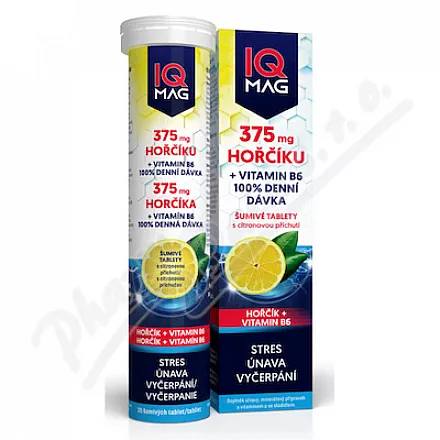 IQ Mag Hořčík 375mg+vit.B6 citron šum.tbl.20