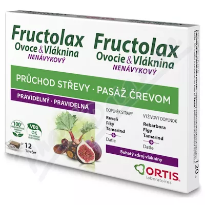 Fructolax Ovoce&Vláknina Žvýkací kostky 12ks