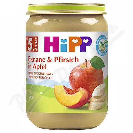 HiPP Jablka s banány a broskvemi BIO 4/6m 190g