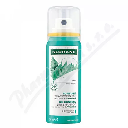 KLORANE Suchý šampon s kopřivou-tmavé vlasy 50ml