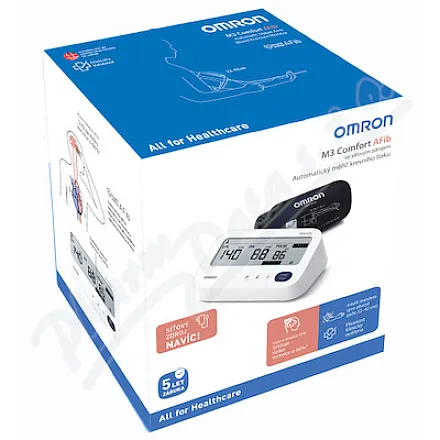 Tonometr digi.OMRON M3 Comfort AFib pažní+zdroj