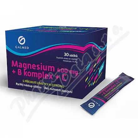 Magnesium 400mg+B komplex+C 30x1.9g Galmed