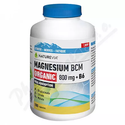 NatureVia Magnesium Organic BCM 800mg +B6 cps.180