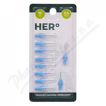 HERBADENT HERo mezizubní kartáček 0.5mm modrý 10ks
