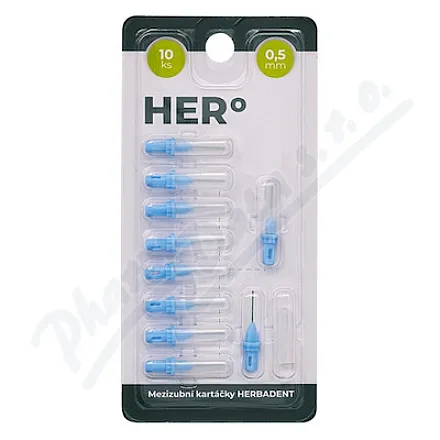 HERBADENT HERo náhrad.meziz.kart.0.5mm modrý 10ks