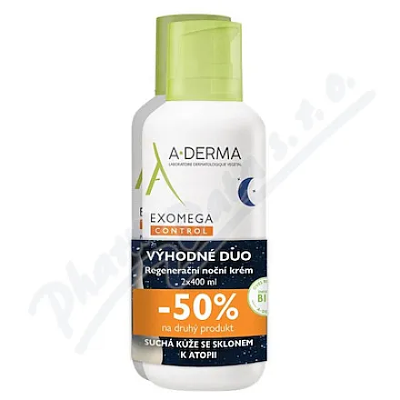 A-DERMA Exomega CONTROL Regenerujący krem na noc 2x400 ml