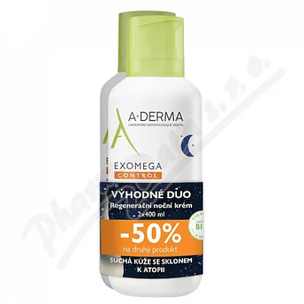 A-DERMA Exomega CONTROL Regener.noční krém 2x400ml