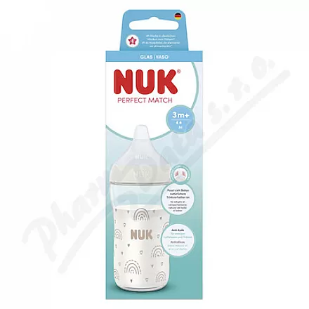 NUK Perfect Match láhev skleněná 230ml 3+m