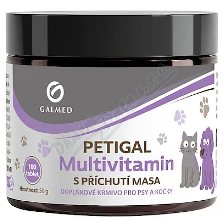 PETIGAL Multiwitamina o smaku mięsnym, 100 tabletek