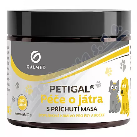 PETIGAL Péče o játra s příchutí masa tbl.100 - Veterinární přípravky a potřeby pro vaše mazlíčky.