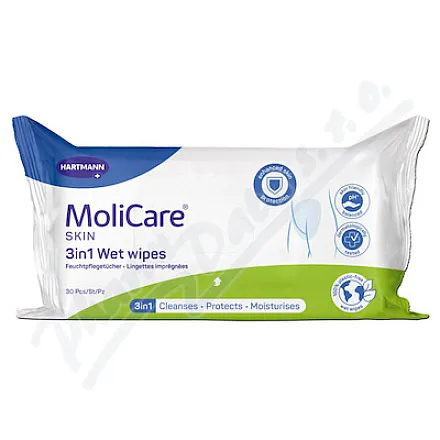 MoliCare Skin Chusteczki nawilżane 3 w 1, 30 szt.