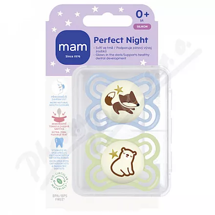MAM Dudlík Perfect Night box 0+m modrý/zelený 2ks
