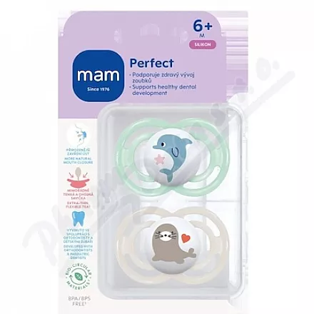 MAM Dudlík Perfect box 6+m mátový/šedý 2ks