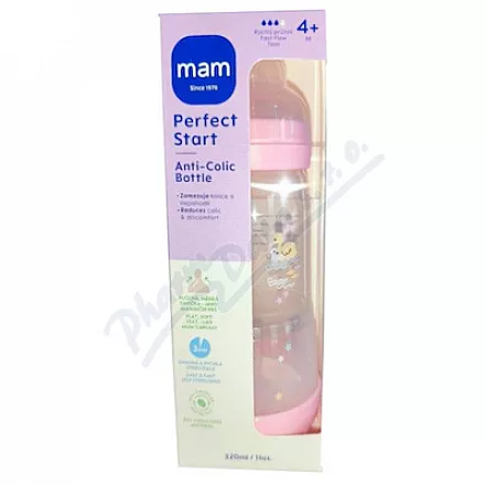 MAM Lahev PerfectStart Anti-Colic 4+m růžová 320ml