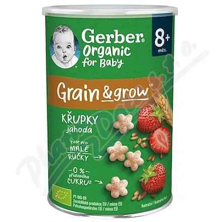 Gerber Pšeničné křupky jahoda BIO 35g 8m+