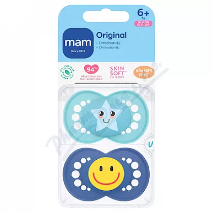 MAM Dudlík Original box 6+m tyrkysový/tm.modrý 2ks