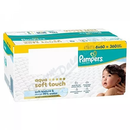 Pampers Aqua Soft Touch čistící ubrousky 6x60ks