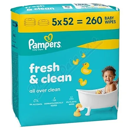 Chusteczki czyszczące Pampers Fresh&Clean, opakowanie 5 x 52 szt.