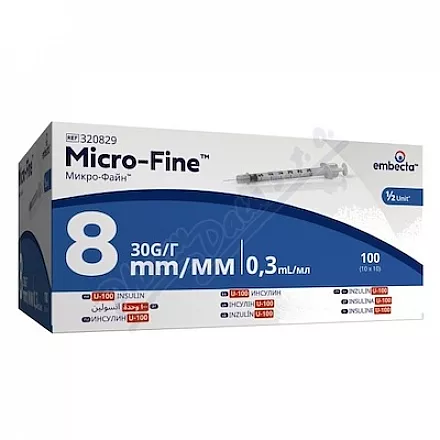 Embecta Micro-Fine U-100 inz.střík.8mm 0.3ml 100ks