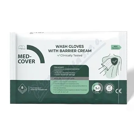 MED-COVER Wash Gloves with Barrier Cream 8ks