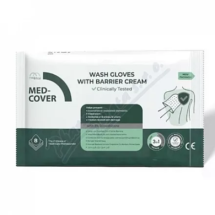MED-COVER Wash Gloves with Barrier Cream 8ks