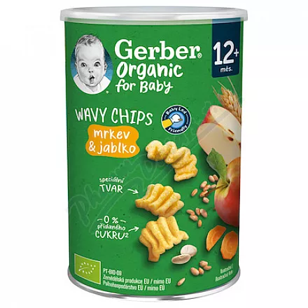 Gerber Wavy chips Mrkev&jablko BIO 35g 12m+
