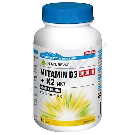 NatureVia Vitamin D3 3000IU + K2 MK7 cps.60