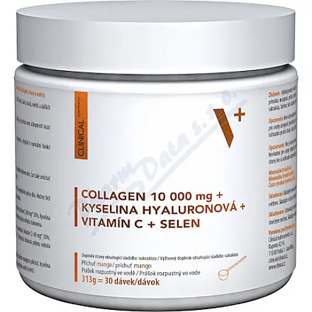 Clinical Collagen + kwas hialuronowy + witamina C + selen o smaku mango 313 g