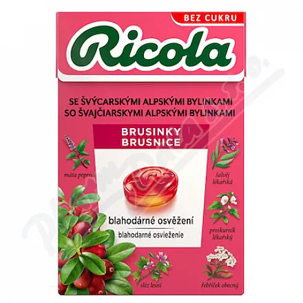 RICOLA Brusinky bez cukru 40g