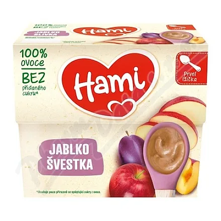 Hami 100% ovoce jablko a švestka 4x100g 4m+