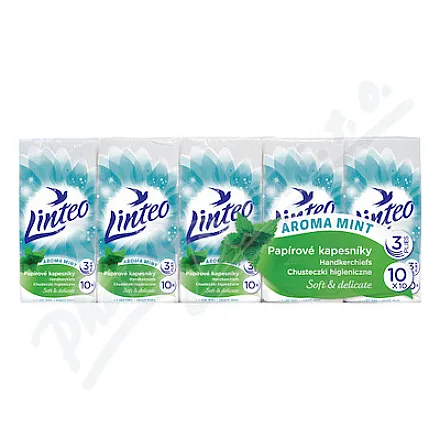 Linteo Papírové kapes.vůně máty 3vrst.bílé 10x10ks