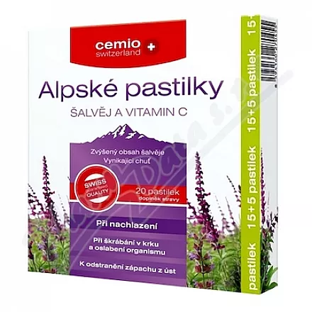 Cemio Alpine pastylki do ssania szałwia i witamina C pst.15+5